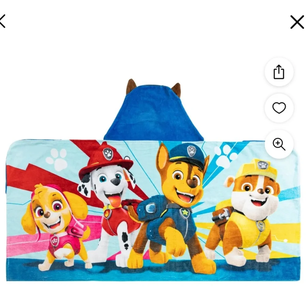 Paw Patrol Chase Kids Cotton Hooded Towel 24”x50” NWT